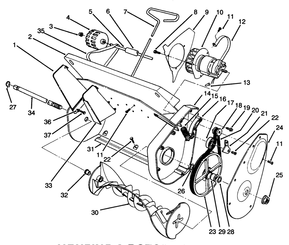 Housing And Rotor Assembly Diagram and Parts List for 38005 (6900001 - 6999999)(1200) Lawn Boy Snow Blower